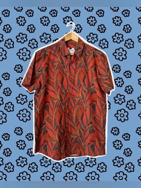 Men’s Topman Tropical Leaf Print Short-Sleeve Shirt